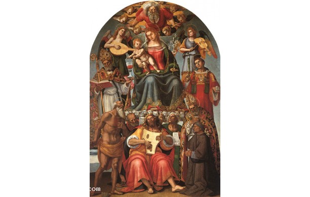 Madonna col Bambino, angeli e santi